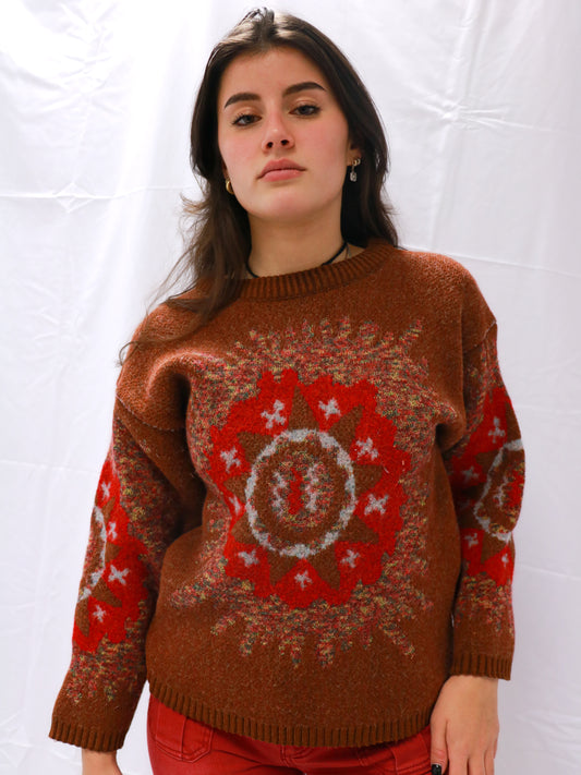 PULL EN LAINE ÉPAISSE MARRON