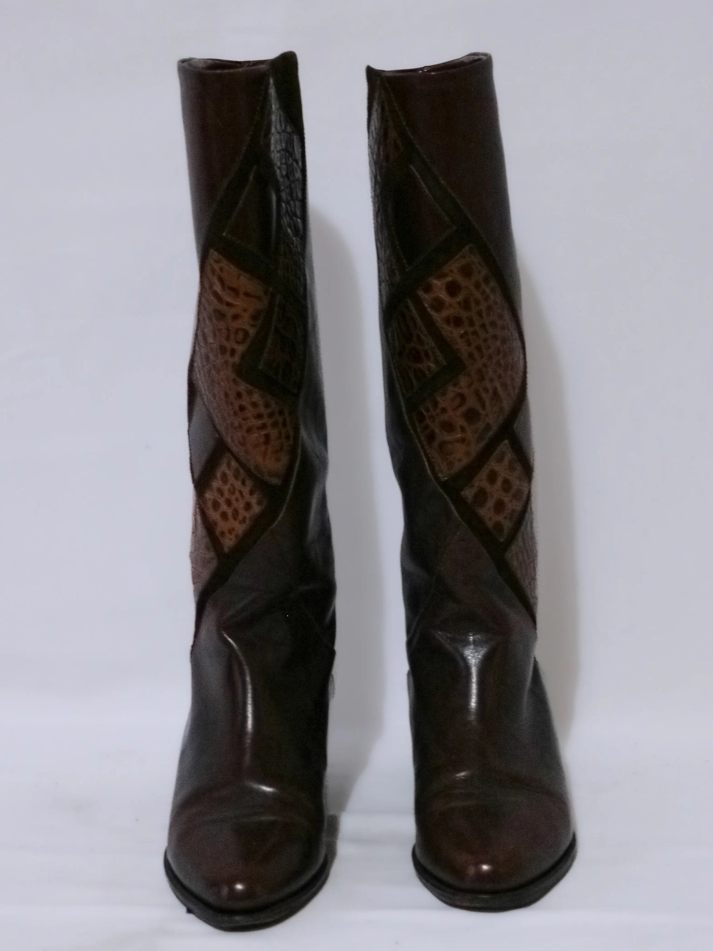 BOTTES EN CUIR MARRON AVEC INSERTS