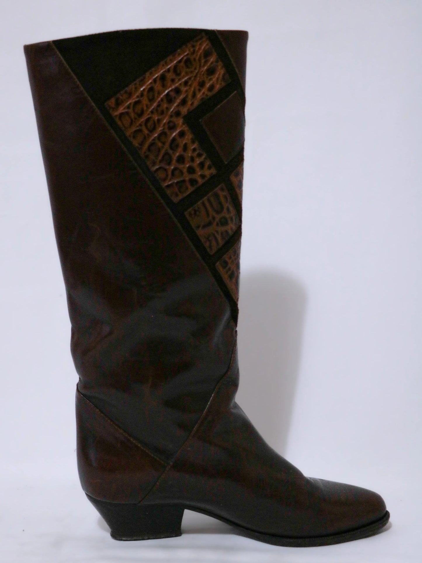 BOTTES EN CUIR MARRON AVEC INSERTS