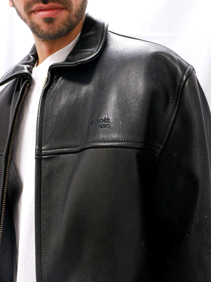 BLOUSON EN CUIR NOIR