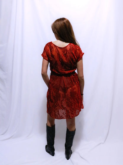 ROBE MINI TRANSPARENTE ROUGE